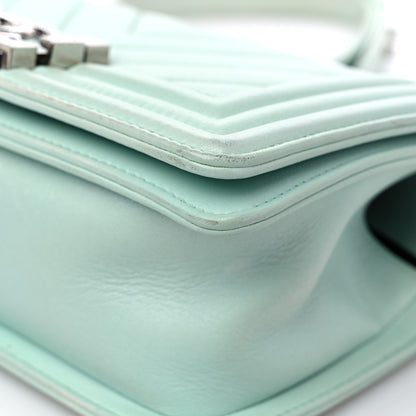 Chanel Iridescent Lambskin Chevron Quilted Small Boy Flap Turquoise 9 of 16