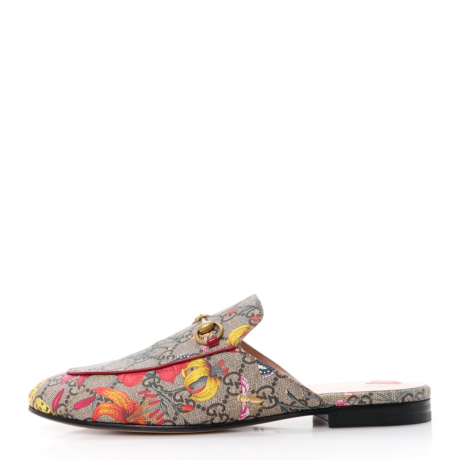 Gucci GG Supreme Monogram Flora Womens Princetown Slippers 39.5 Beige Ebony Multicolor Rosso 1 of 10
