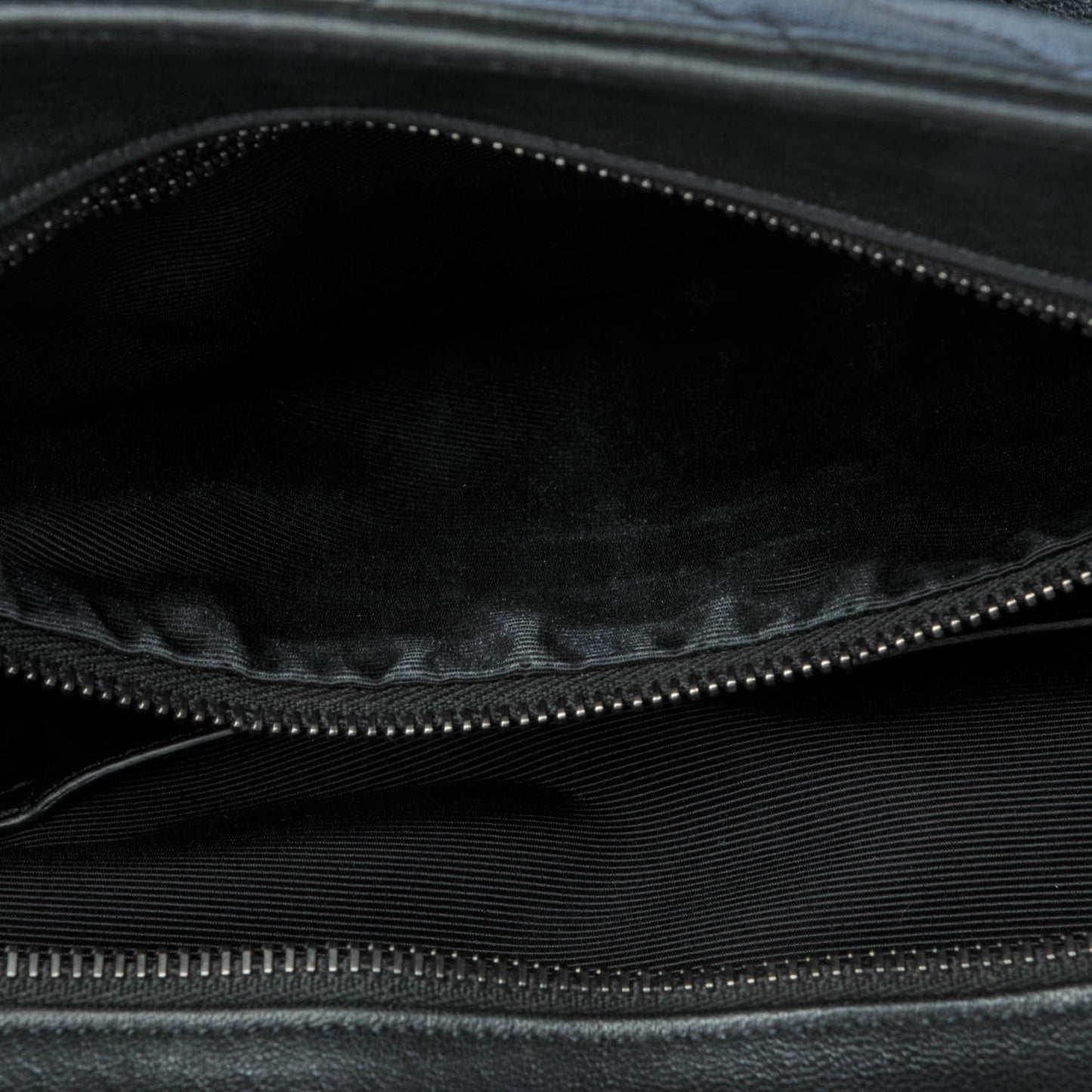 Sheepskin Matelasse Chevron Large Monogram Shopping Bag Black