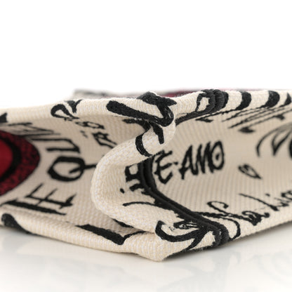 Christian Dior Canvas Embroidered Vertical Dioramour Graffiti Book Tote Latte Multicolor 9 of 11