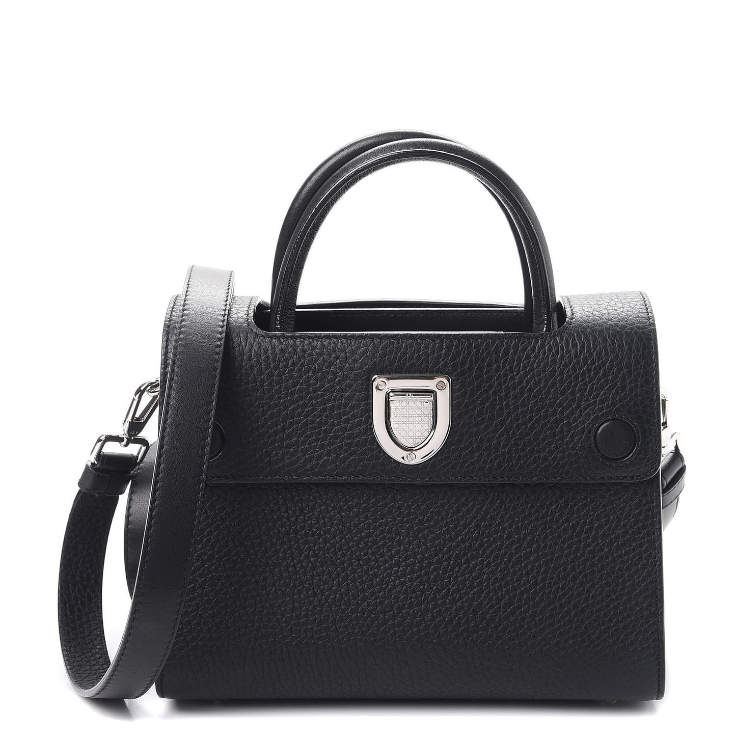 Grained Calfskin Mini Diorever Flap Black