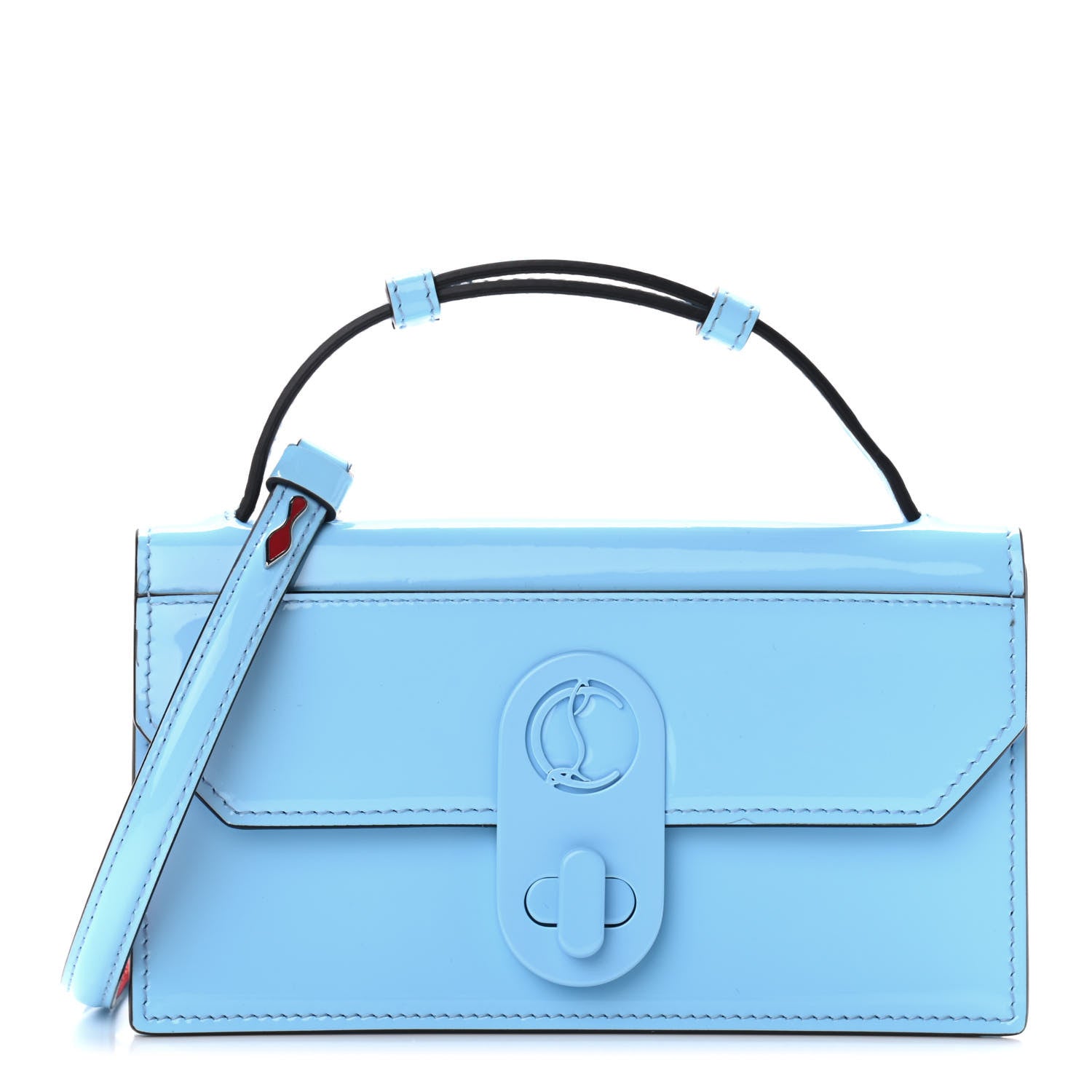 Christian Louboutin Patent Calfskin Small Elisa Baguette Blue 1 of 9