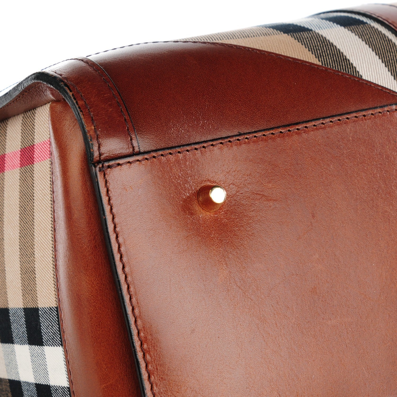 Burberry House Check Bridle Calfskin Duffle Bag Brown 5 of 9