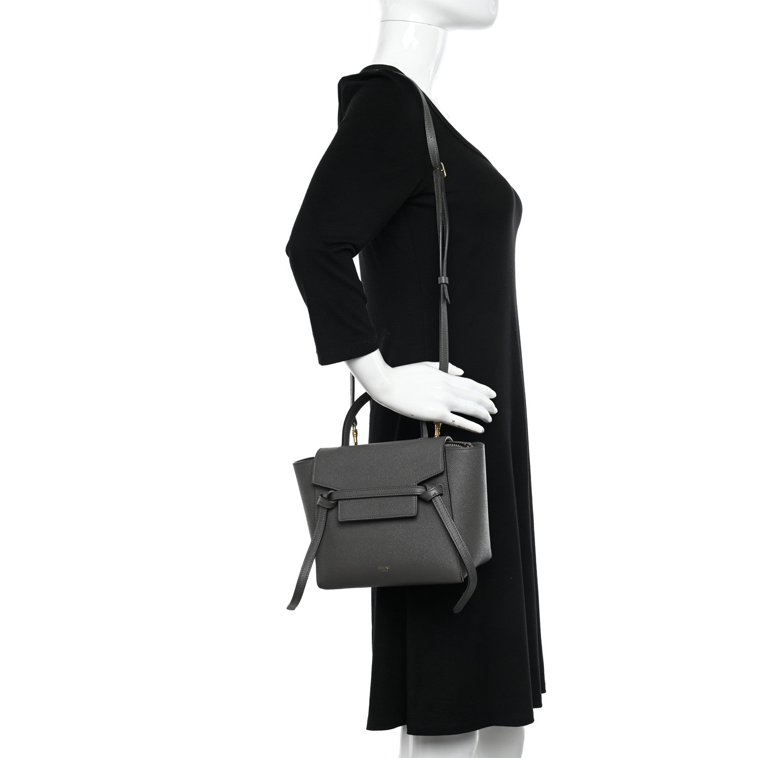 Celine Grained Calfskin Nano Belt Bag Grey 2 of 11