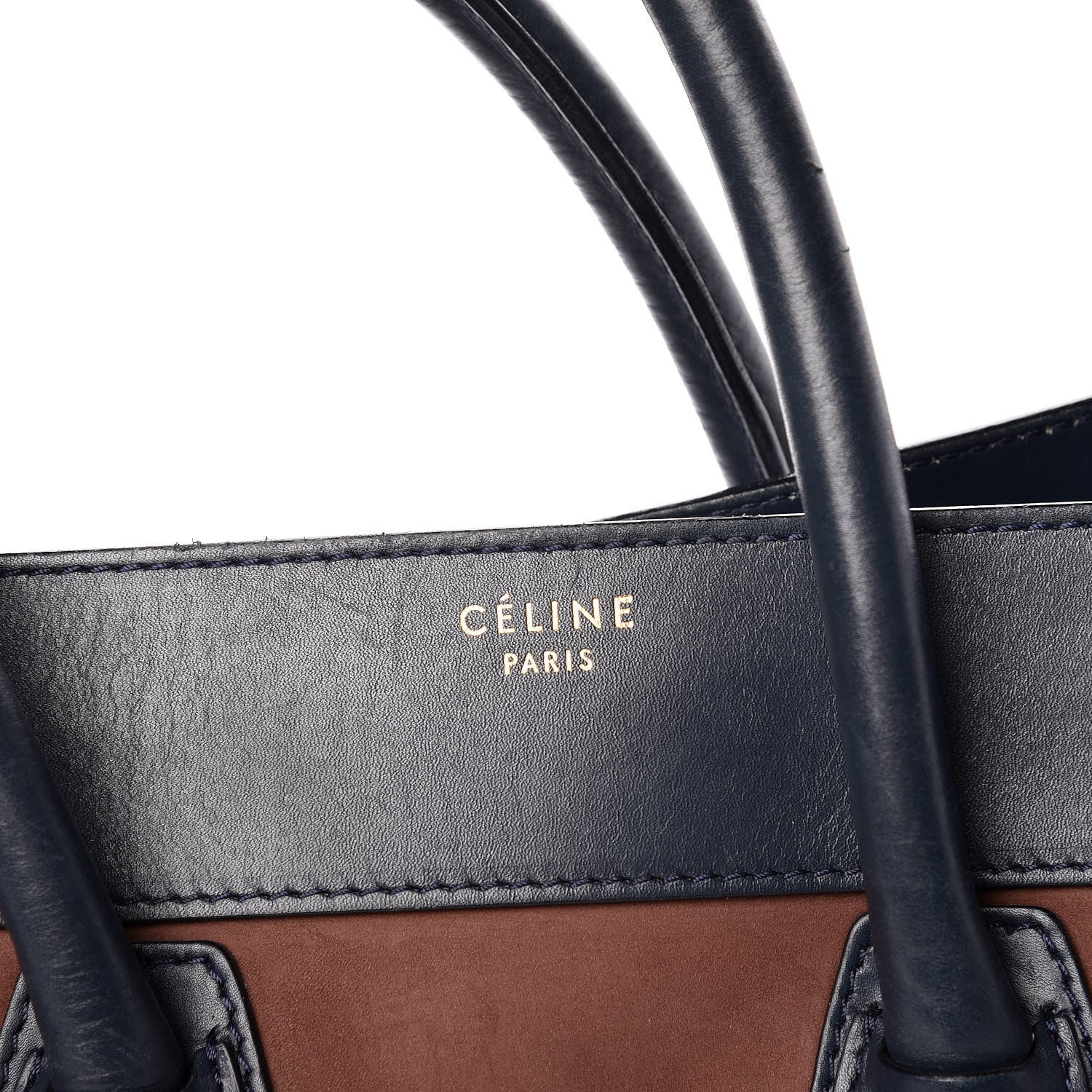 Celine Nubuck Smooth Calfskin Mini Tri-Color Luggage Marron 14 of 30