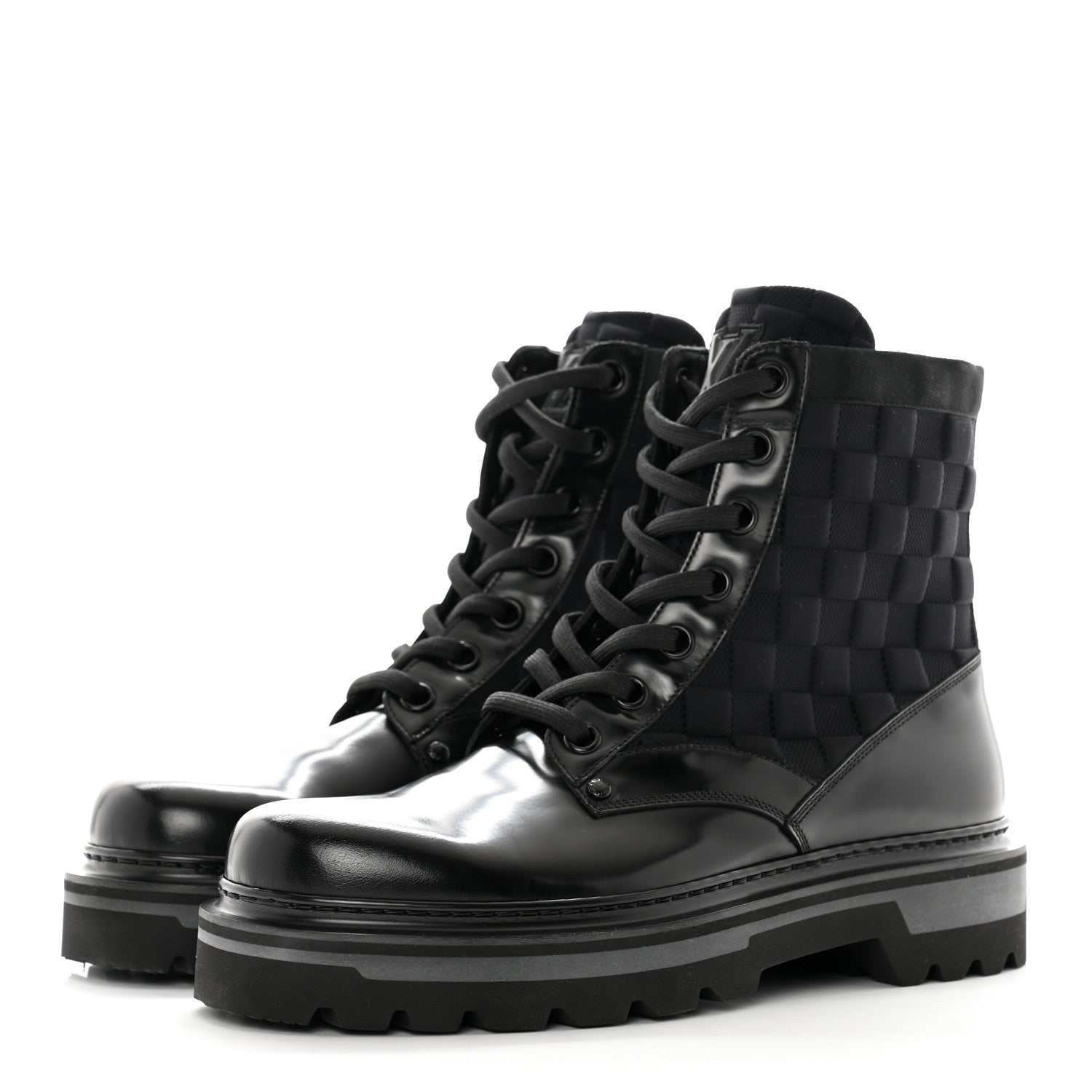 Louis Vuitton Calfskin Damier Mens Ankle Ranger Boots 8 Black 3 of 9