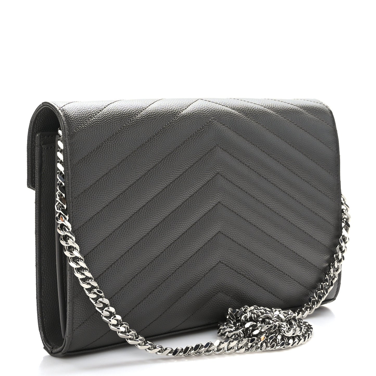 Grain De Poudre Matelasse Chevron Monogram Envelope Chain Wallet Earth