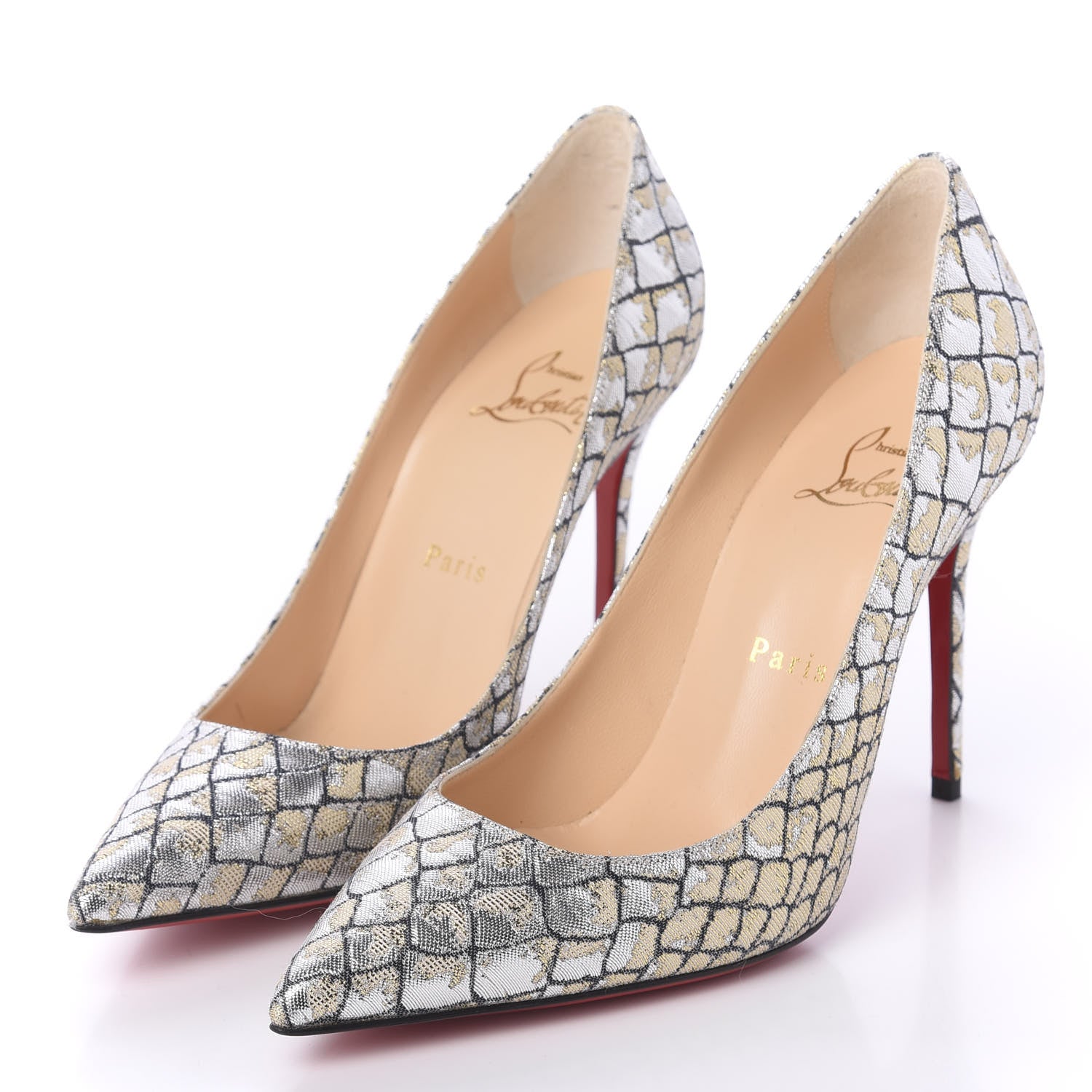 Christian Louboutin Lurex KAA Decollete 554 100 Pumps 36.5 Silver 3 of 9