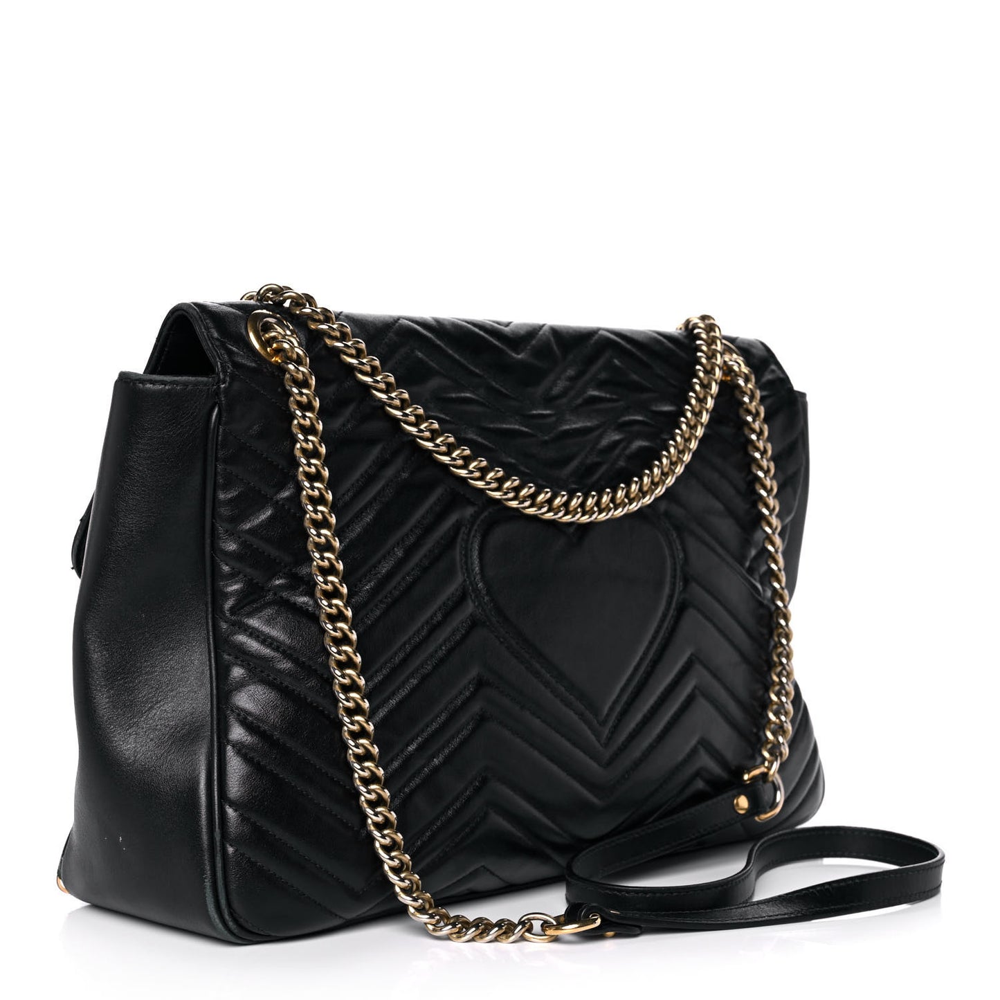 Calfskin Matelasse Large GG Marmont Shoulder Bag Black