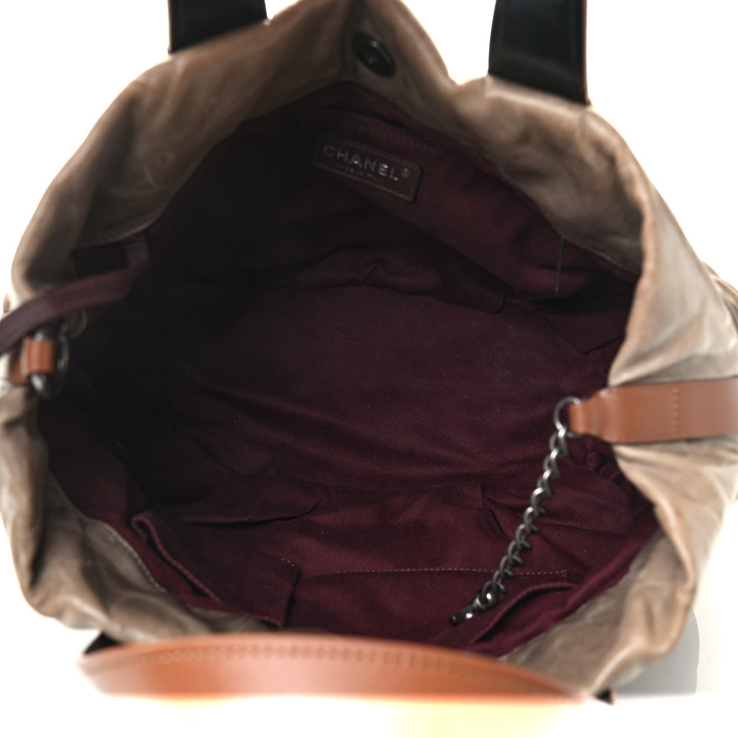 Iridescent Calfskin Quilted Small In The Mix Tote Khaki