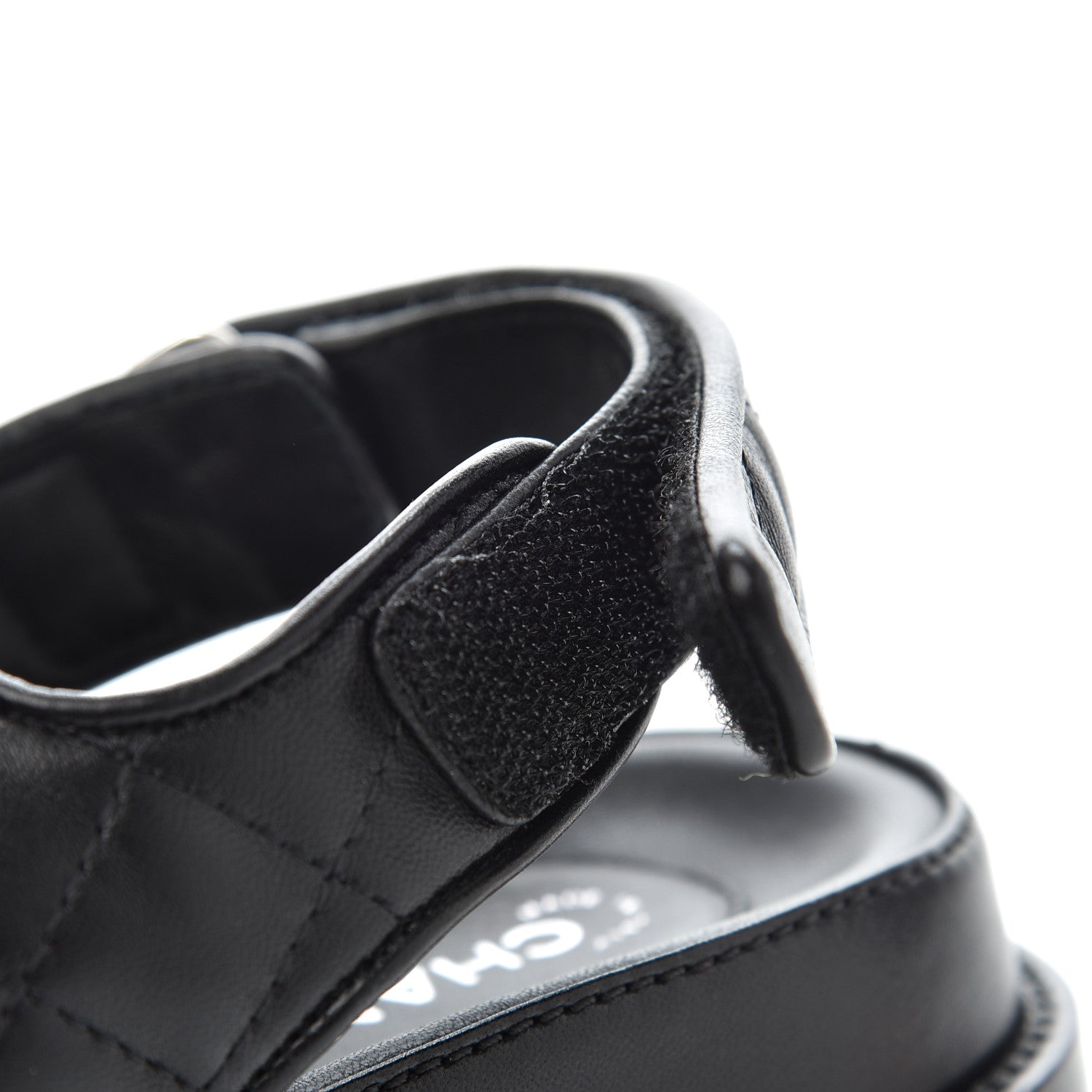 Chanel Lambskin Velcro Dad Sandals 37.5 Black 10 of 12