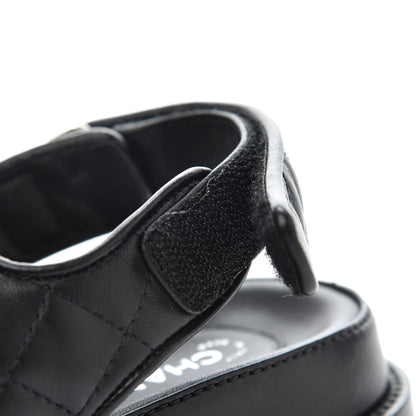 Chanel Lambskin Velcro Dad Sandals 37.5 Black 10 of 12
