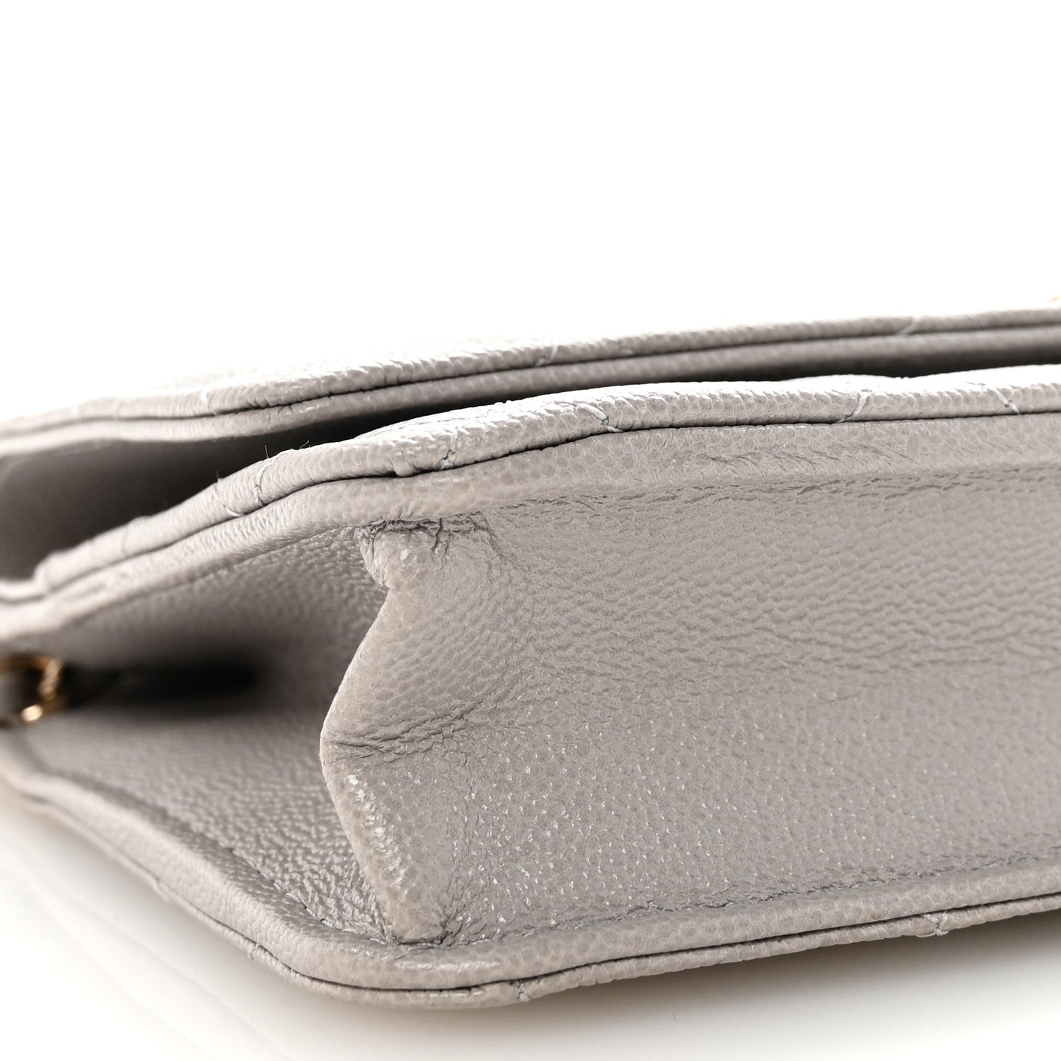 Chanel Caviar Quilted Studded CC Wallet On Chain WOC Grey 10 of 12