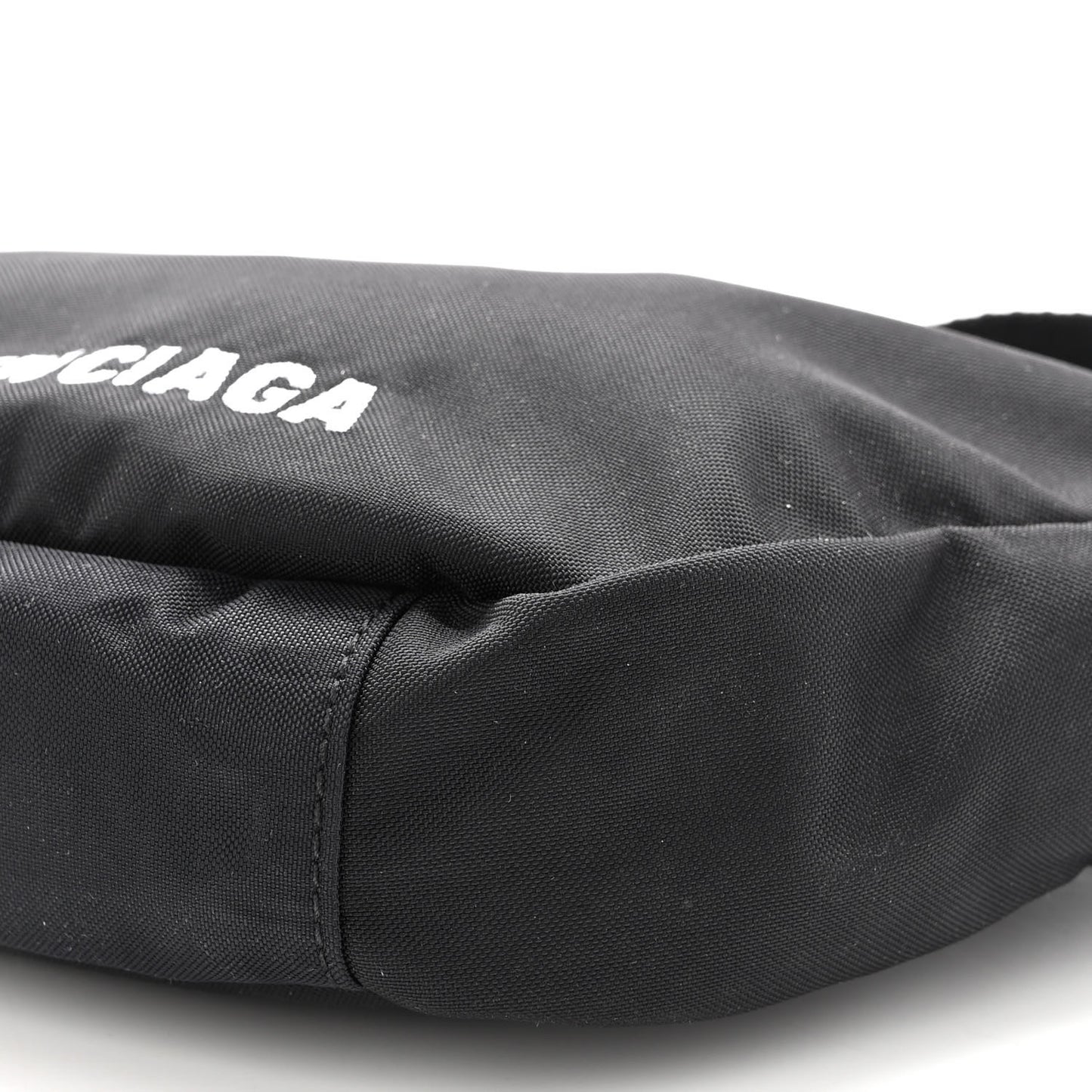 Recycled Sport Nylon Logo Embroidered Wheel Sling Bag Black White