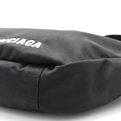 Balenciaga Recycled Sport Nylon Logo Embroidered Wheel Sling Bag Black White 9 of 9