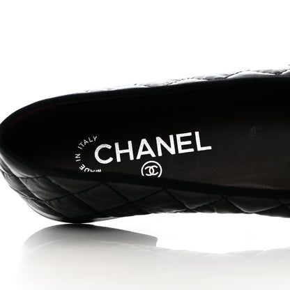 Chanel Aged Calfskin Quilted CC Cap Toe Ballerina Flats 37.5 Black 8 of 11