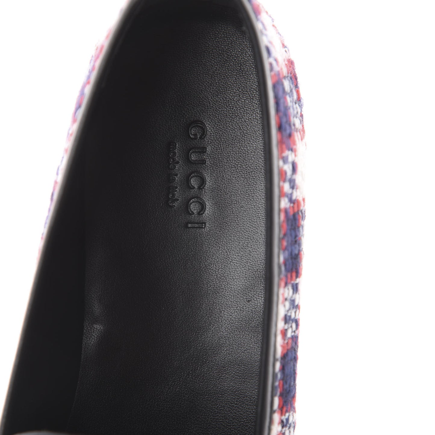 Vintage Tweed Check Horsebit Womens Jordaan Loafers 39 White Hibiscus Red Marine