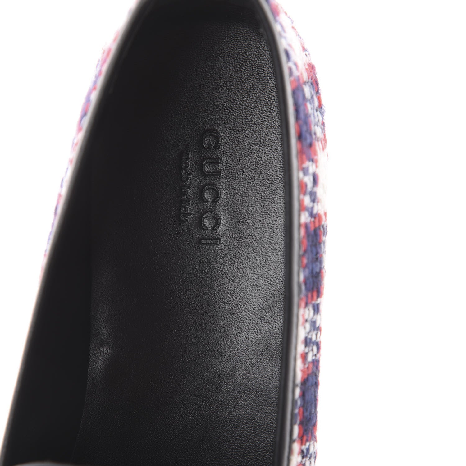 Gucci Vintage Tweed Check Horsebit Womens Jordaan Loafers 39 White Hibiscus Red Marine 6 of 7