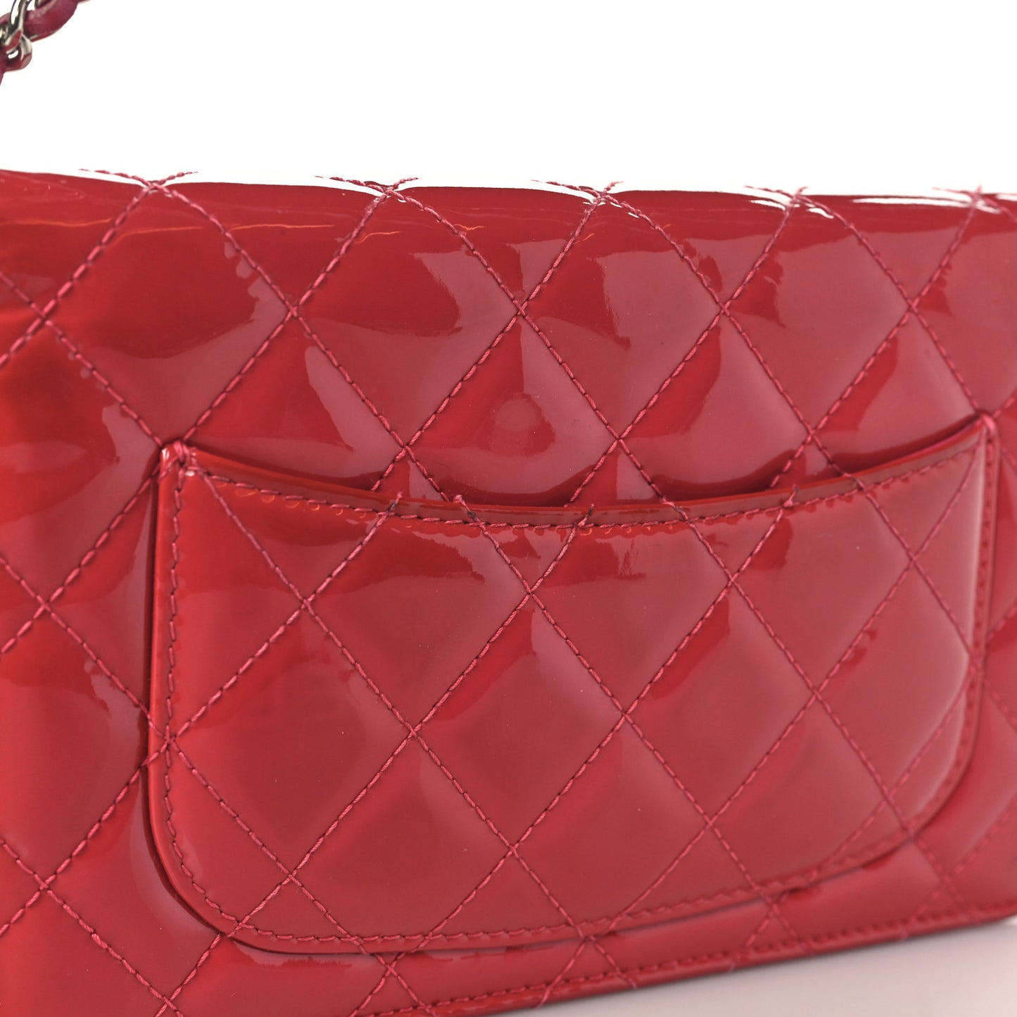 Patent Quilted Wallet On Chain WOC Fuchsia