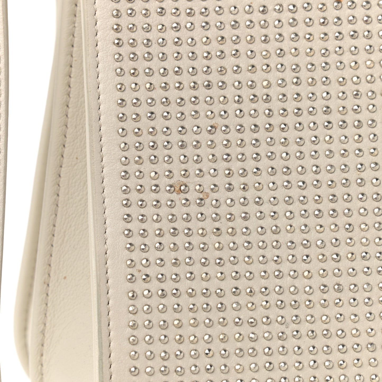 Calfskin Studded Small Sac De Jour White