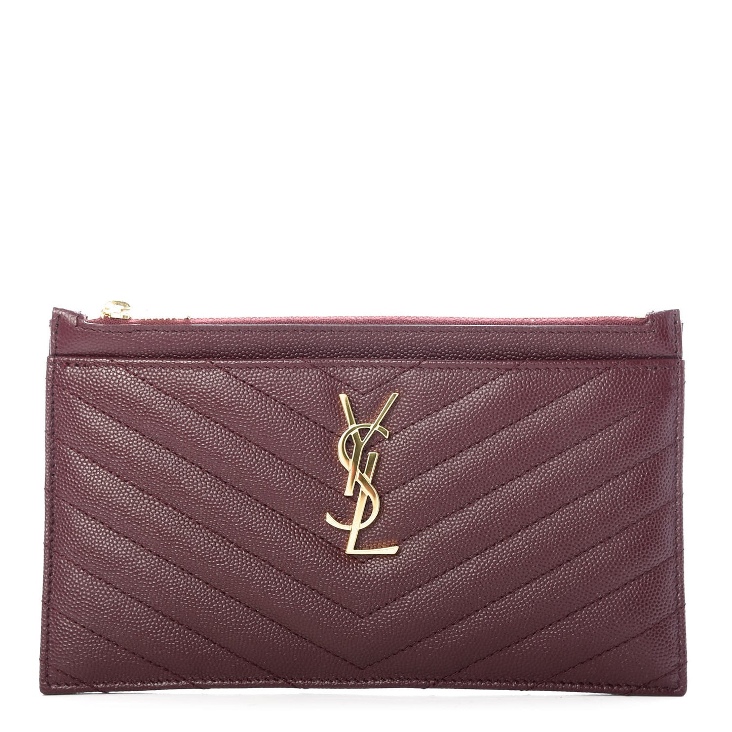 Grain De Poudre Matelasse Chevron Monogram Bill Pouch Rouge Legion