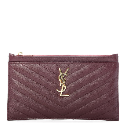 Saint Laurent Grain De Poudre Matelasse Chevron Monogram Bill Pouch Rouge Legion 1 of 8