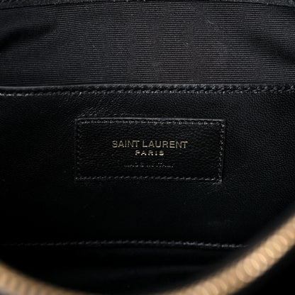 Saint Laurent Suede Mixed Matelasse Tri-Quilt Large Monogram Envelope Satchel Black 6 of 25