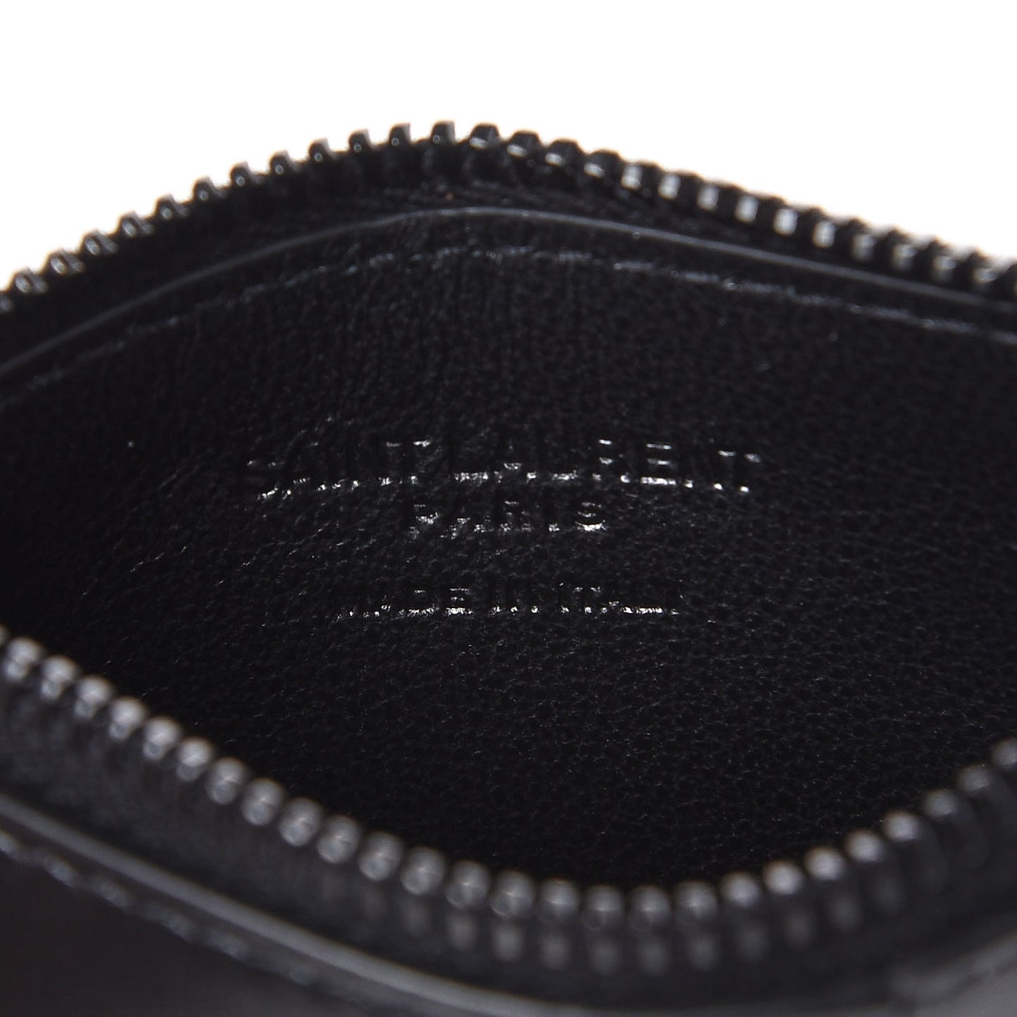 Calfskin 5 Fragments Zip Pouch Card Holder Black