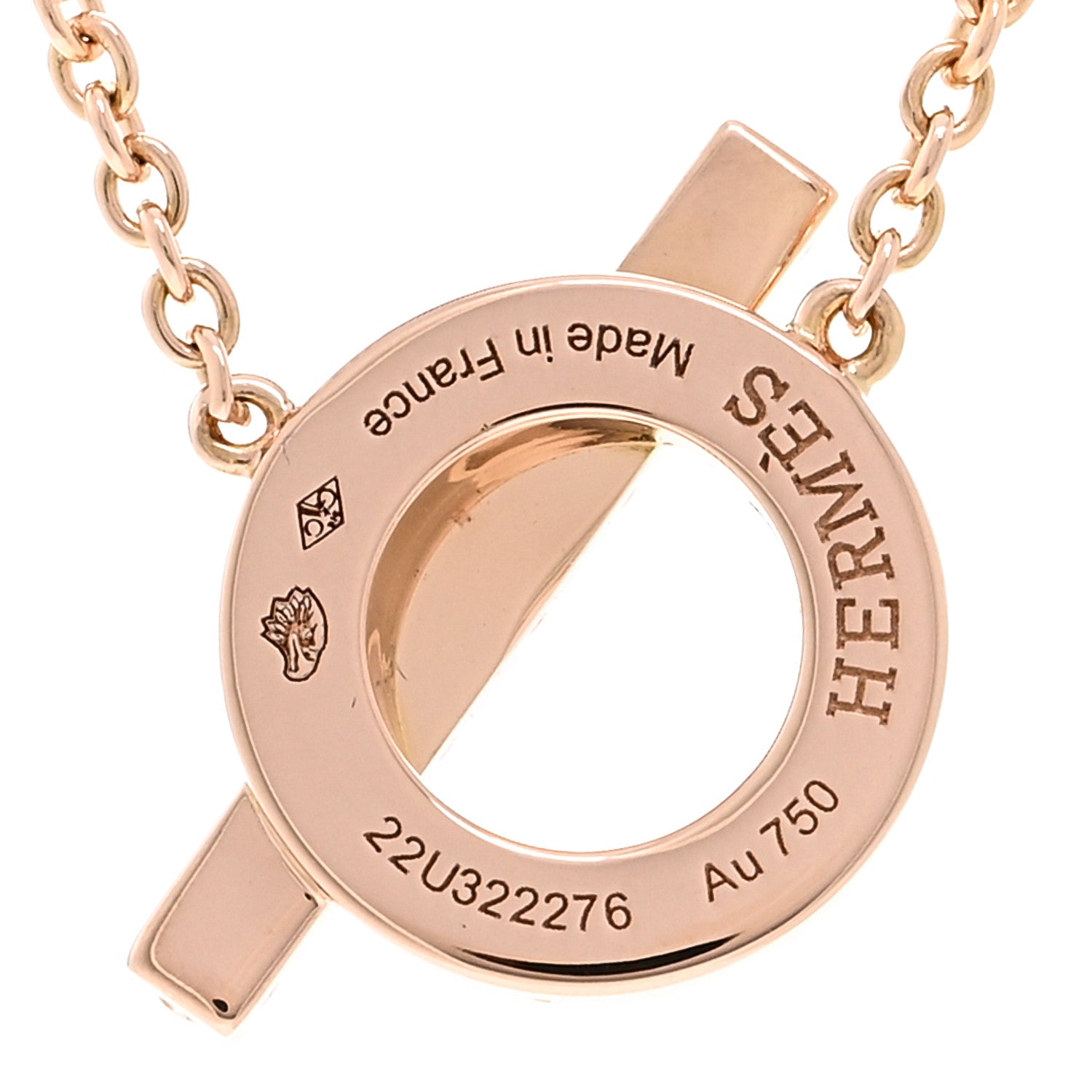 Hermes 18K Rose Gold Diamond Finesse Pendant Necklace 5 of 6