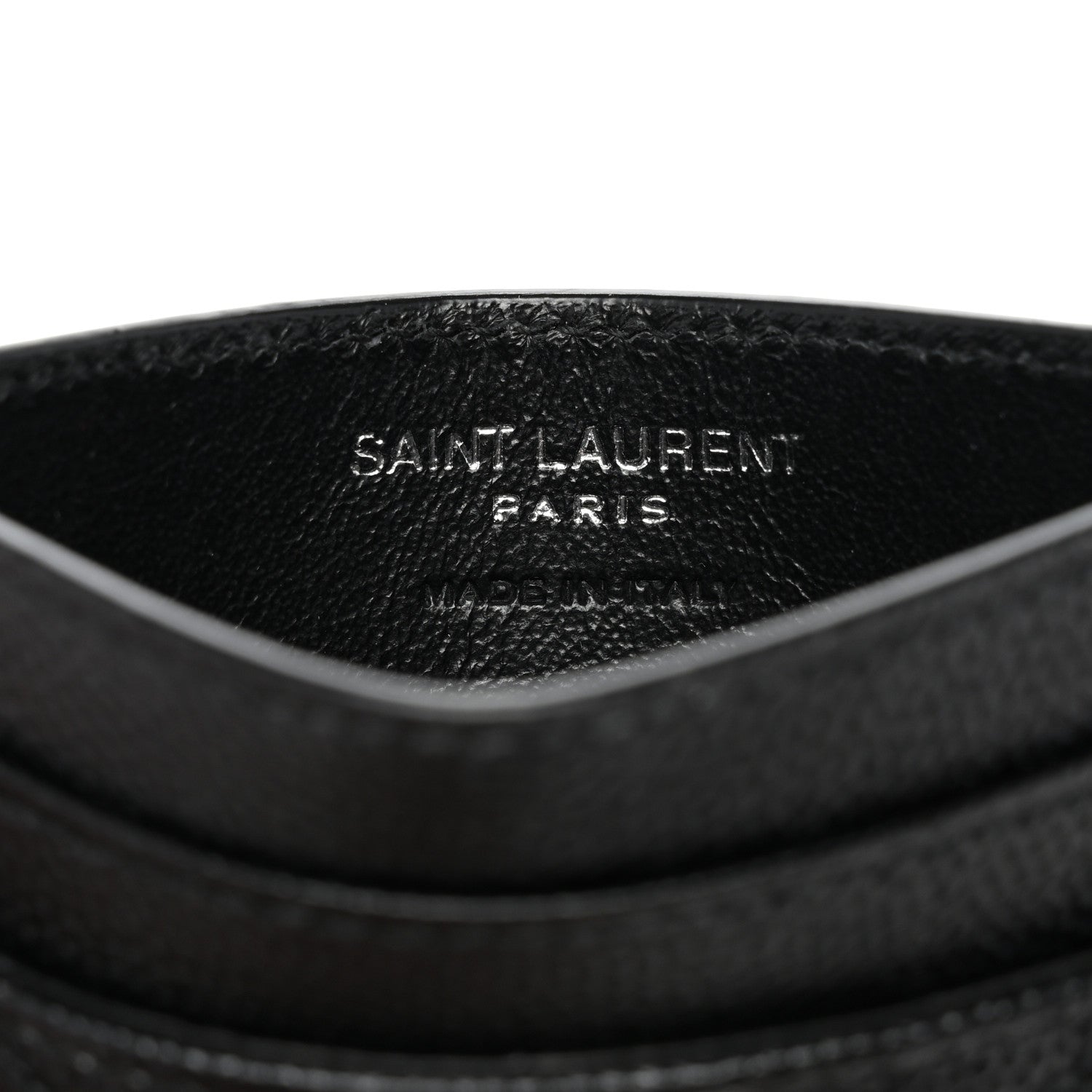 Saint Laurent Grain De Poudre Matelasse Chevron Monogram Credit Card Case Black 6 of 7