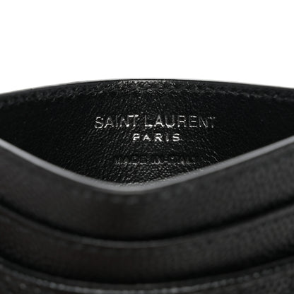 Saint Laurent Grain De Poudre Matelasse Chevron Monogram Credit Card Case Black 6 of 7