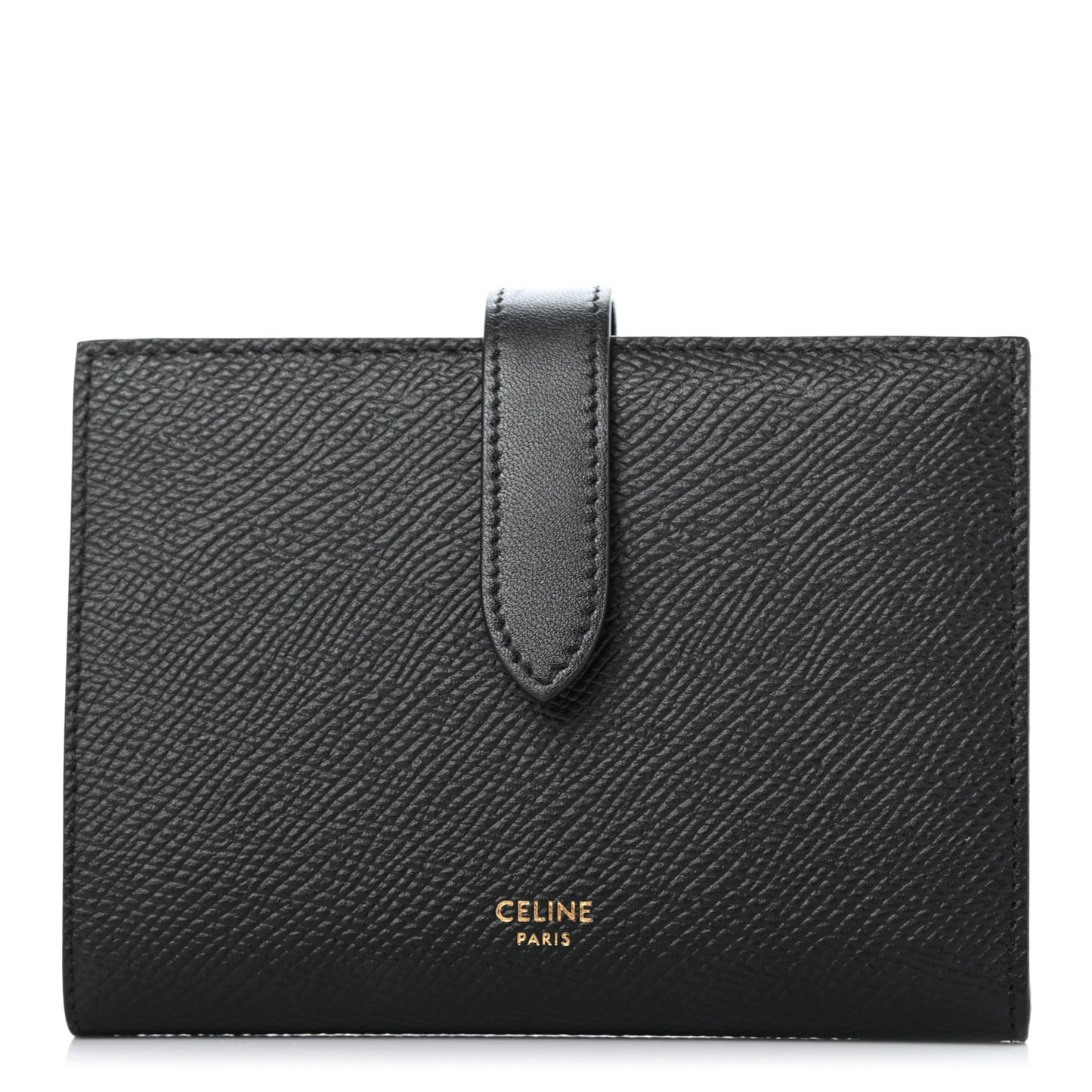 Grained Calfskin Medium Multifunction Strap Wallet Black