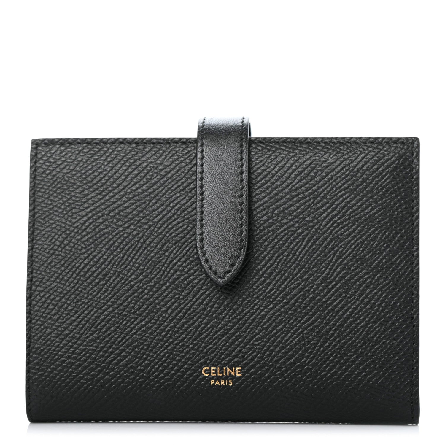 Celine Grained Calfskin Medium Multifunction Strap Wallet Black 1 of 7