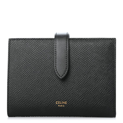 Celine Grained Calfskin Medium Multifunction Strap Wallet Black 1 of 7