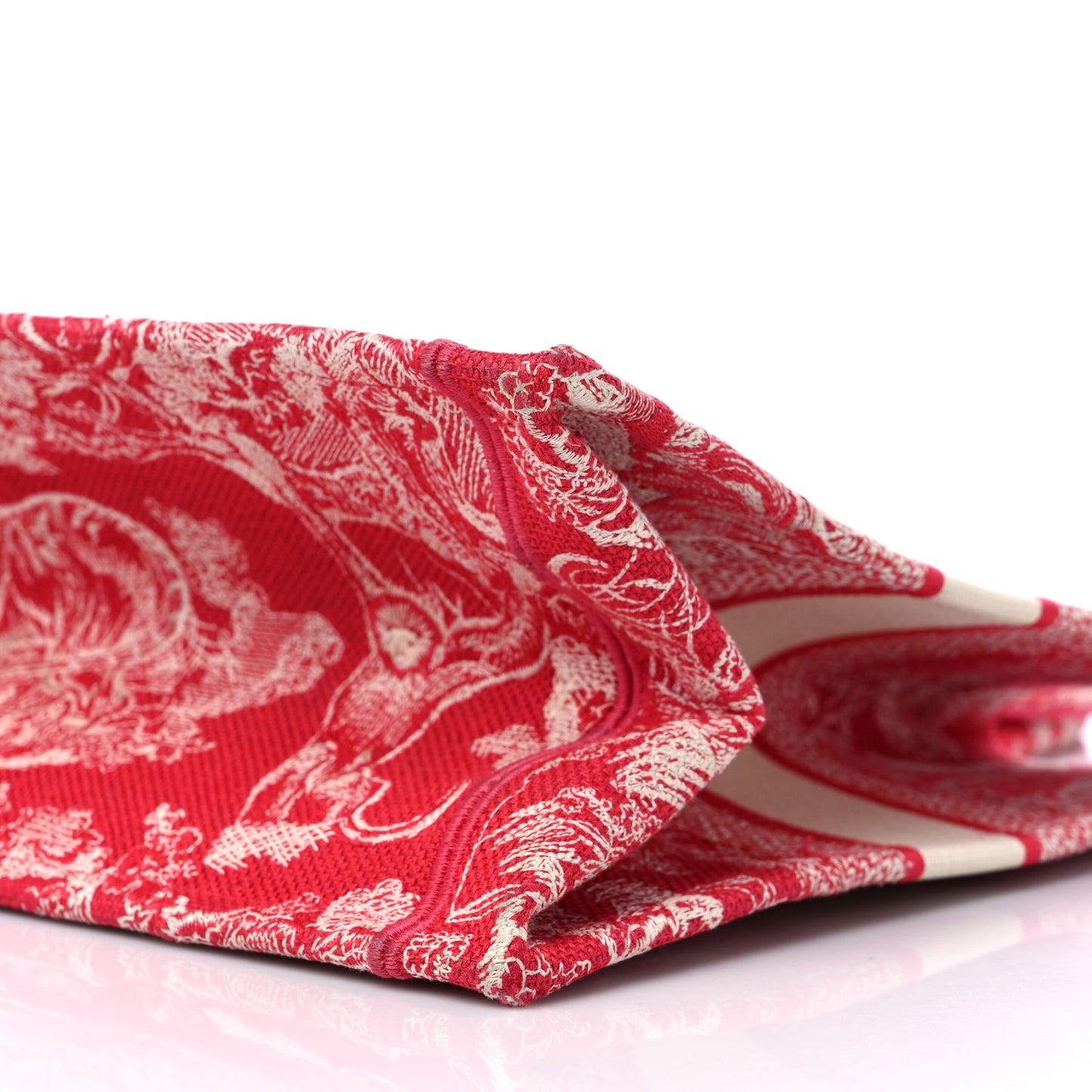 Canvas Embroidered Medium Dioriviera Toile De Jouy Book Tote Raspberry