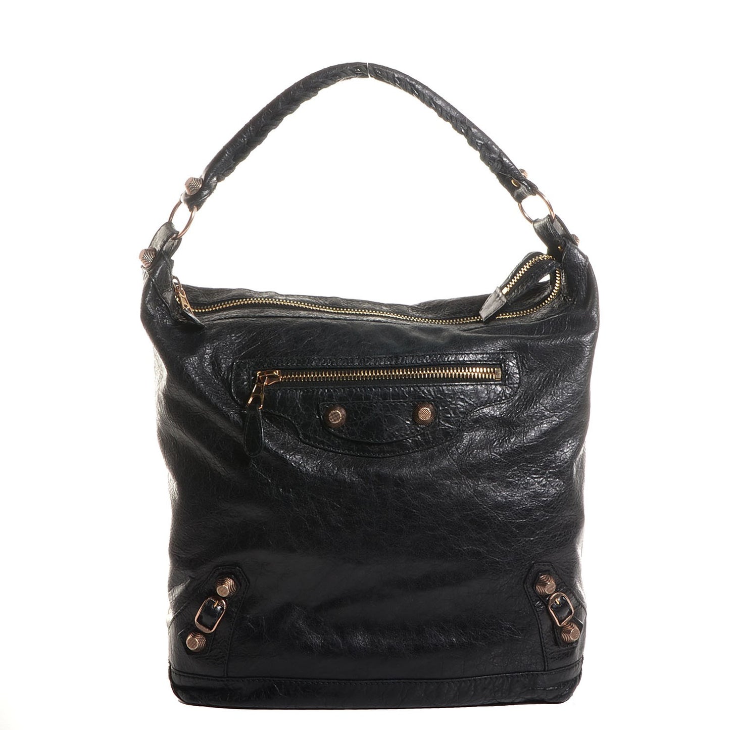 Agneau Giant 12 Rose Gold Hardware Day Hobo Black