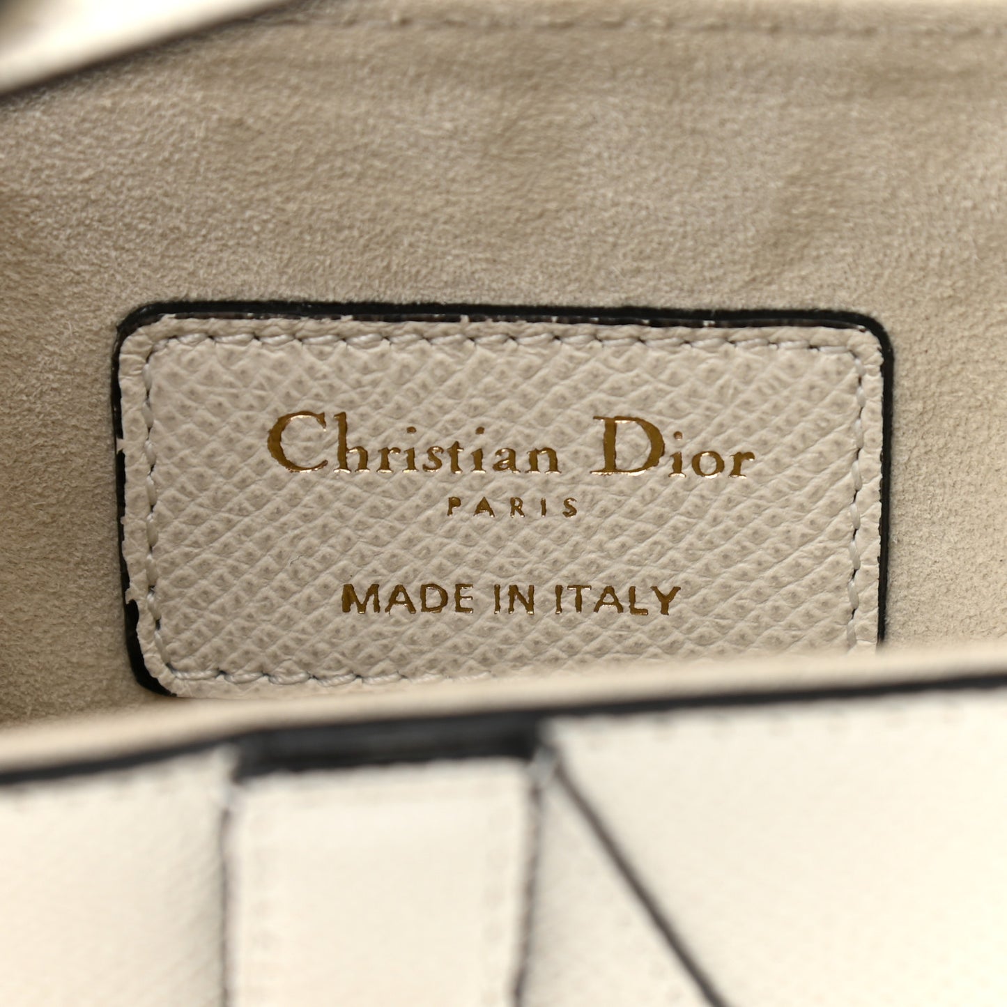 Grained Calfskin Mini Saddle Bag White