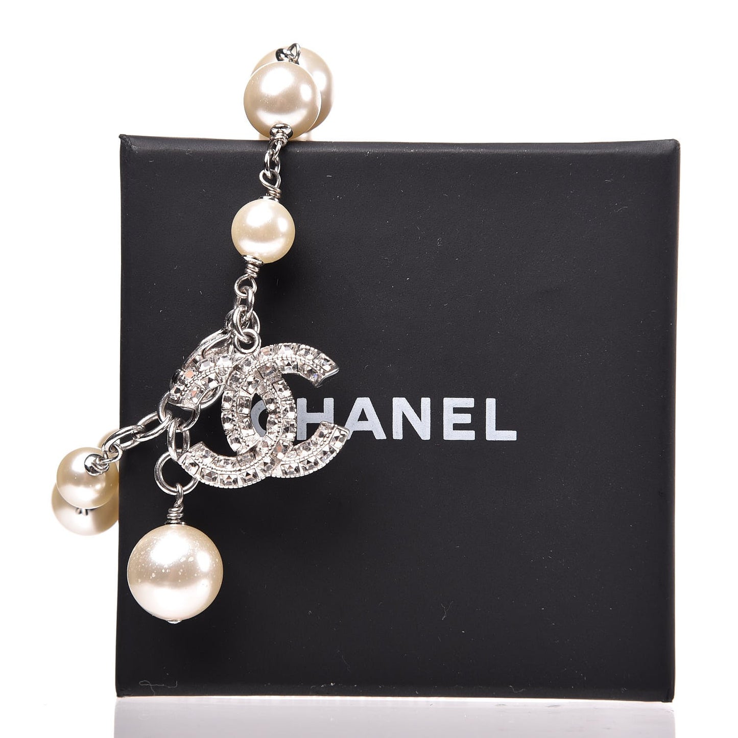 Baguette Crystal Pearl CC Bracelet Silver
