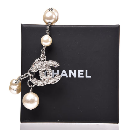Chanel Baguette Crystal Pearl CC Bracelet Silver 6 of 6