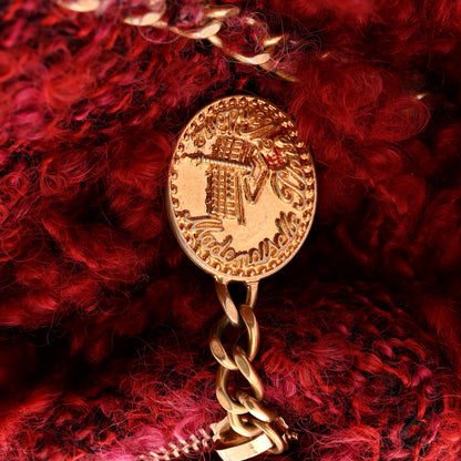 Chanel Tweed Quilted Fringe Clutch Red 15 of 18