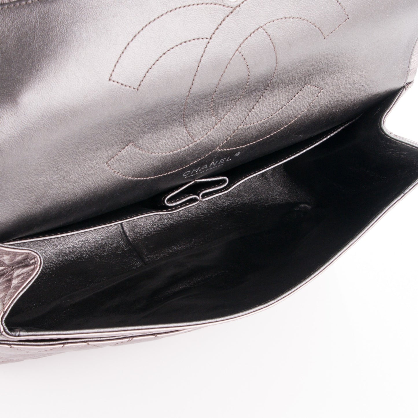 Metallic Aged Calfskin Quilted 2.55 Reissue 226 Flap Dark Silver