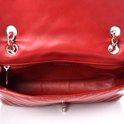 Chanel Patent Chevron Quilted Medium Single Flap Red 6 of 16