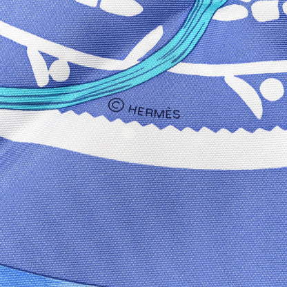 Hermes Silk Caleche Elastique Etriers Remix Double Scarf Stole Bleu Gitane Bleu Denim Vert 5 of 5