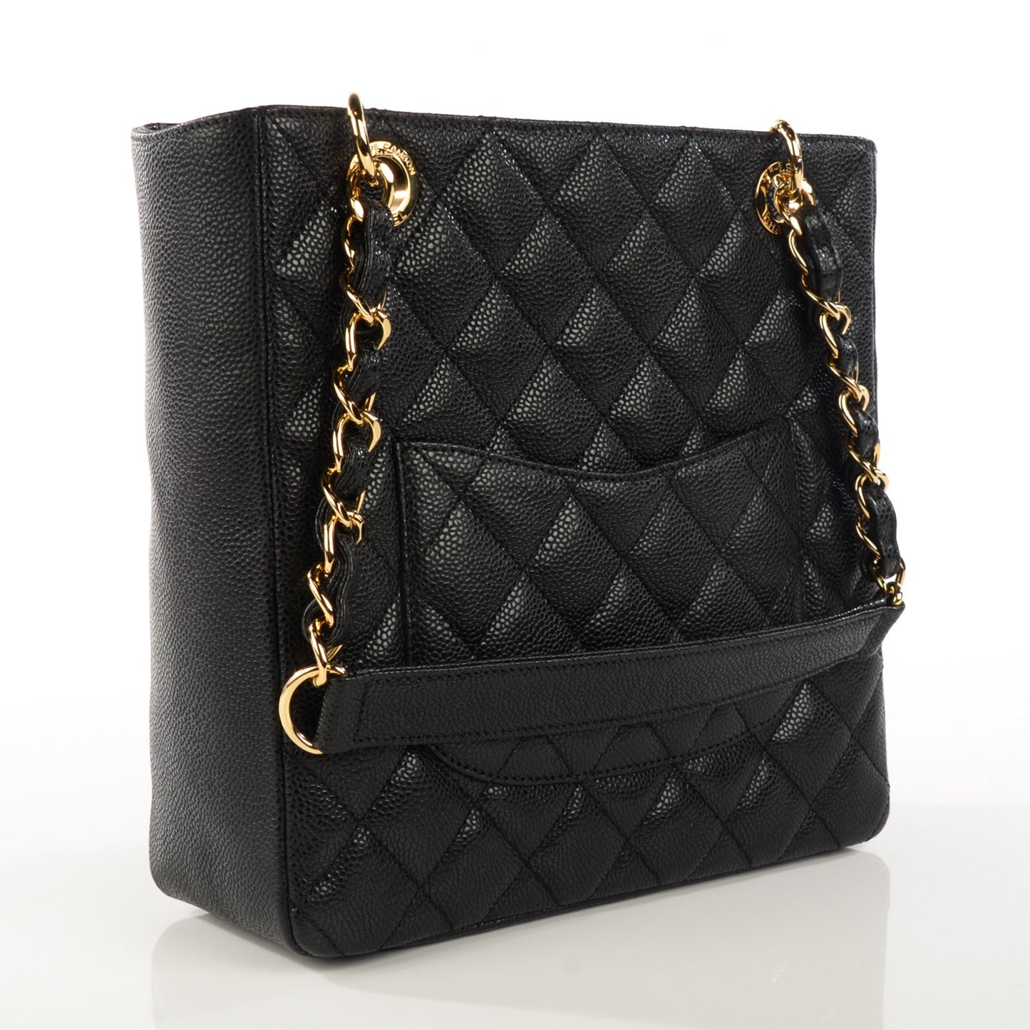 Caviar Quilted Petit Shopping Tote PST Black