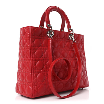 Christian Dior Lambskin Cannage Large Lady Dior Red Red 3 of 10