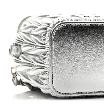 Miu Miu Metallic  Nappa Matelasse Micro Vanity Case Silver 10 of 13
