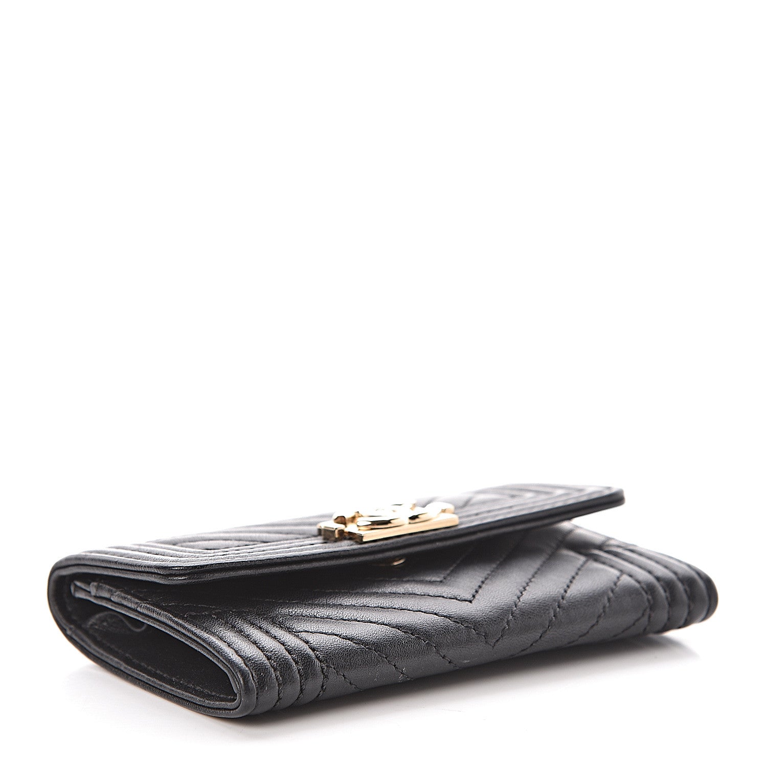Chanel Lambskin Chevron Quilted Boy Card Holder Black 4 of 11