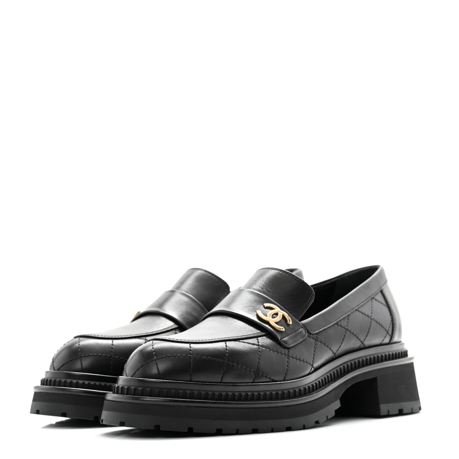 Chanel Calfskin Quilted CC Mocassin Loafers 41 Black 3 of 12