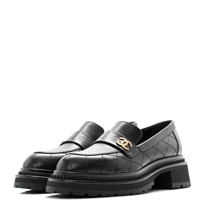Chanel Calfskin Quilted CC Mocassin Loafers 41 Black 3 of 12