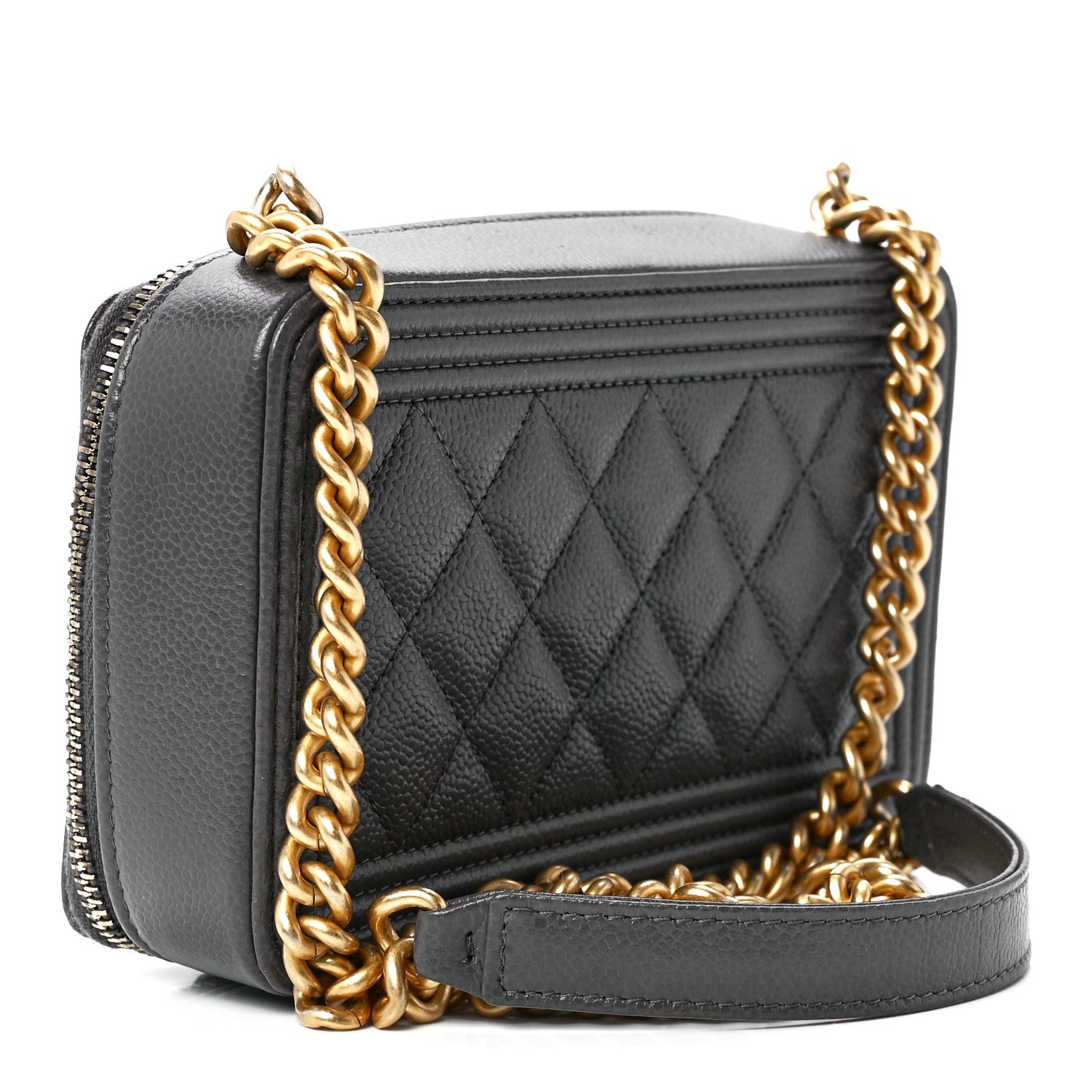 Chanel Caviar Quilted Boy Zip Phone Holder With Chain Grey 3 of 11